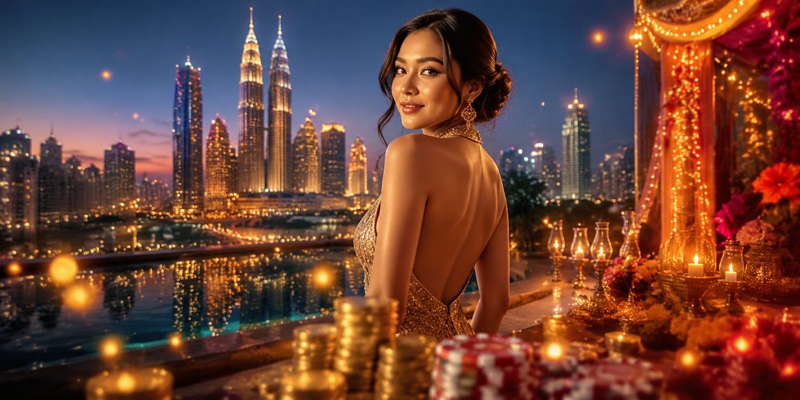 Pemandangan kasino moden di Kuala Lumpur yang meriah dan elegan